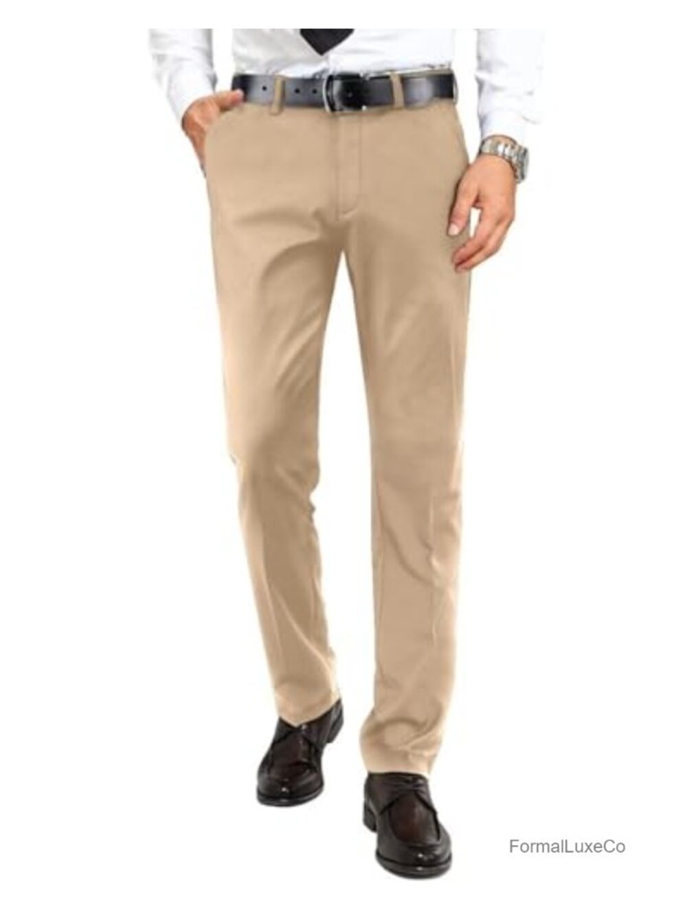Men's Dress Pants Slim Fit Expandable Waist Tuxedo Trousers Formal Suit Pants